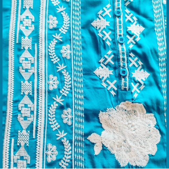 NORDSTROM Andree Rayon Aztec Floral Embroidered Tunic/ Cover Up EUC sz 1X - Picture 8 of 10